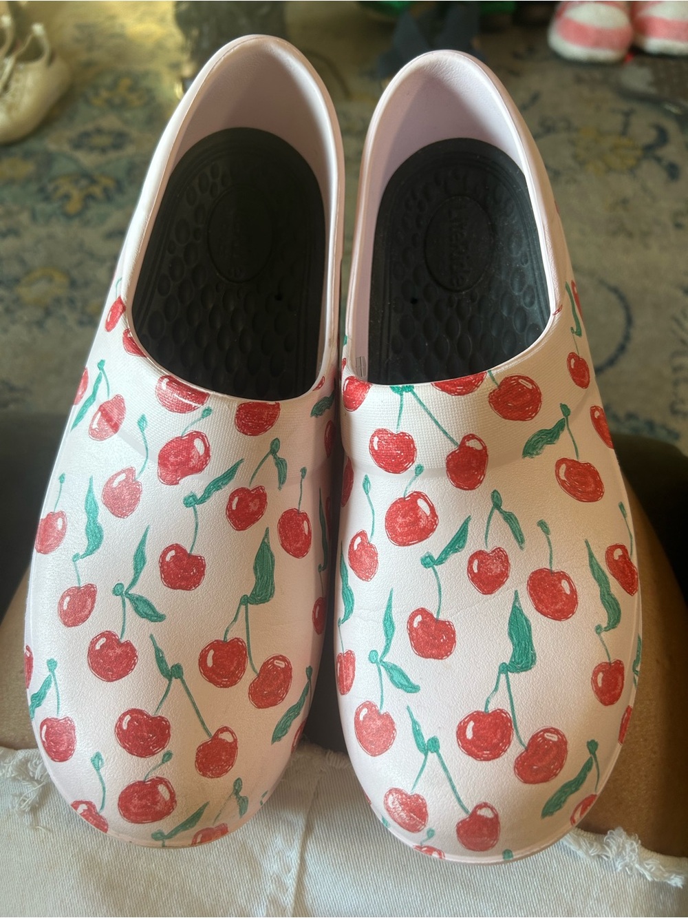 Crocs Litestride Cherry Print Slip-On Shoes - Pink
